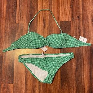 NWT Green Seersucker J. Crew Bikini